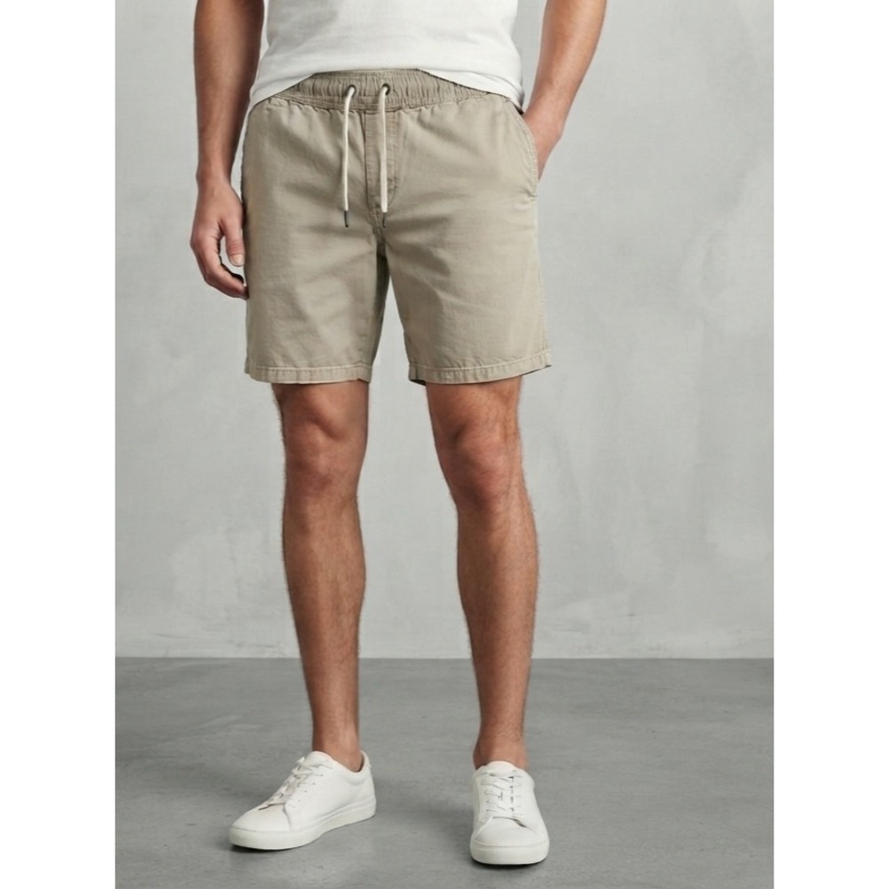 Hollister Beach Prep Jogger Short Khaki Tan Epic Flex Chino Drawstring Medium 7"
